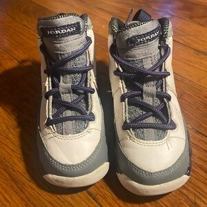 Air Jordan 9 Retro TD 'Baron' White/Concord Grape Purple-Grey Size 7c 401812-109